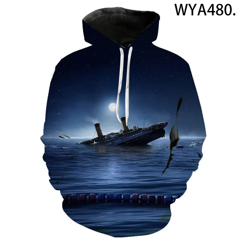 

Titanic Printed Drawstring Hoodie 3D New Fashion Men's Hoodies Spring Unisex Long Sleeve Women Sweatshirt