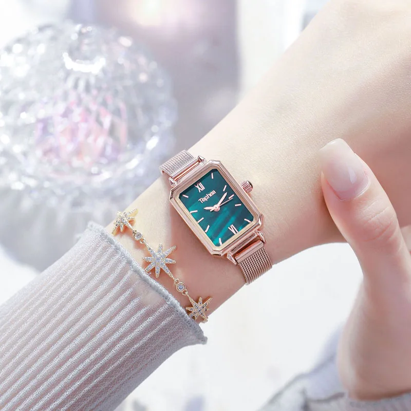 

top leather watch for women Square Women Bracelet Watch Gold Luxury Wrist Watches for Women Girl Fashion Quartz Watch Dress