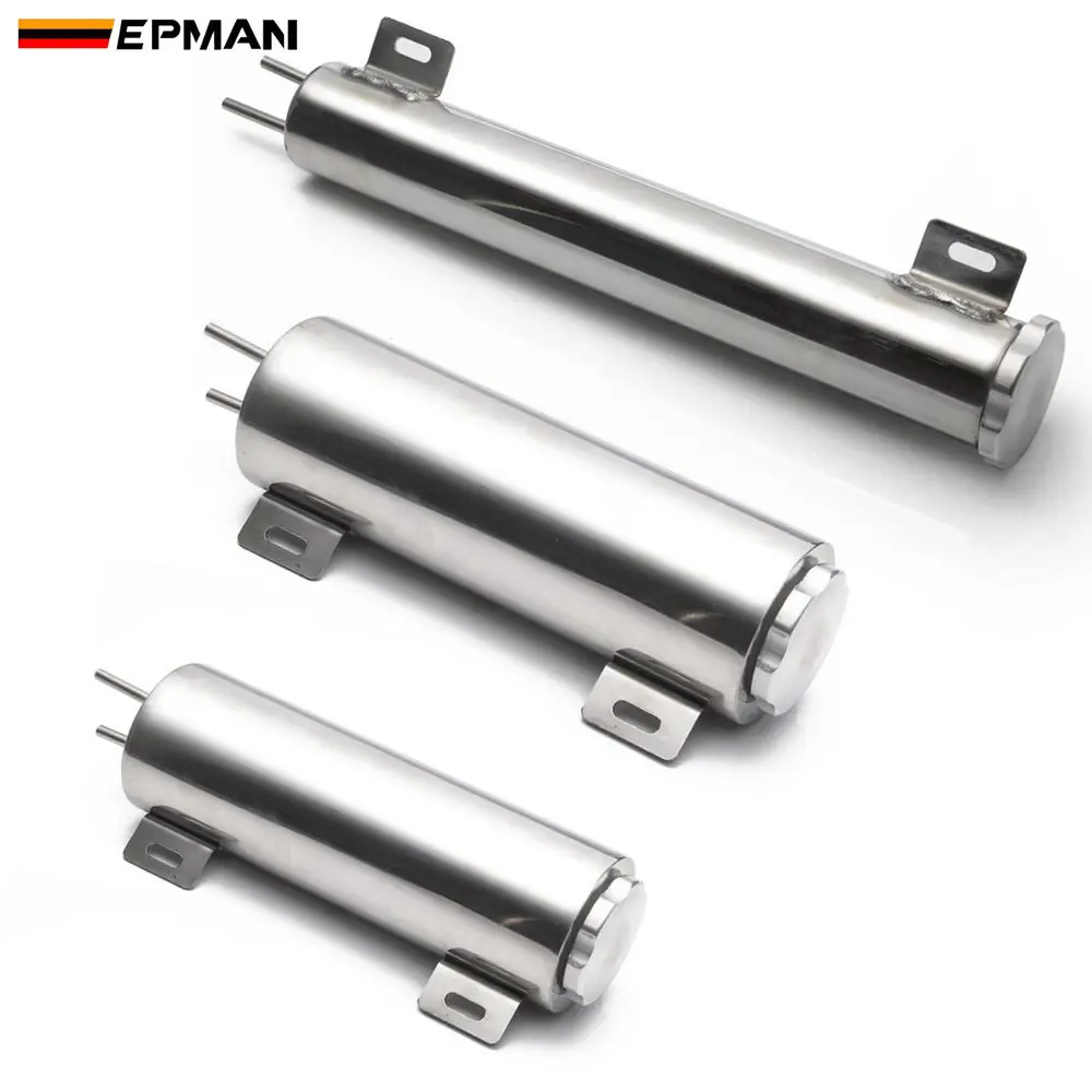 

EPMAN Polished Stainless steel Radiator Overflow Tank Bottle Catch Can 2" x 13", 3" x 9",3" x 10" Car Modification Cooling