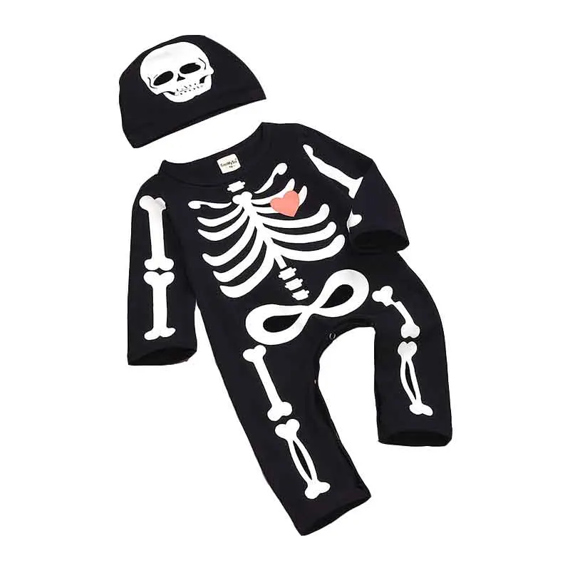 Новые комбинезоны на Хэллоуин из 2 предметов для новорожденных мальчиков и