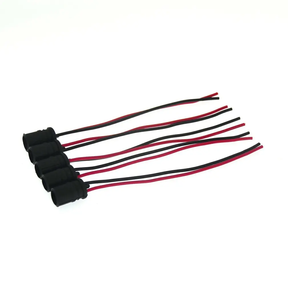 

5pcs T10 Bulb Socket Red And Black Lines Qy-202634 Connector Car Lamp Holder Automobile Update Accessories
