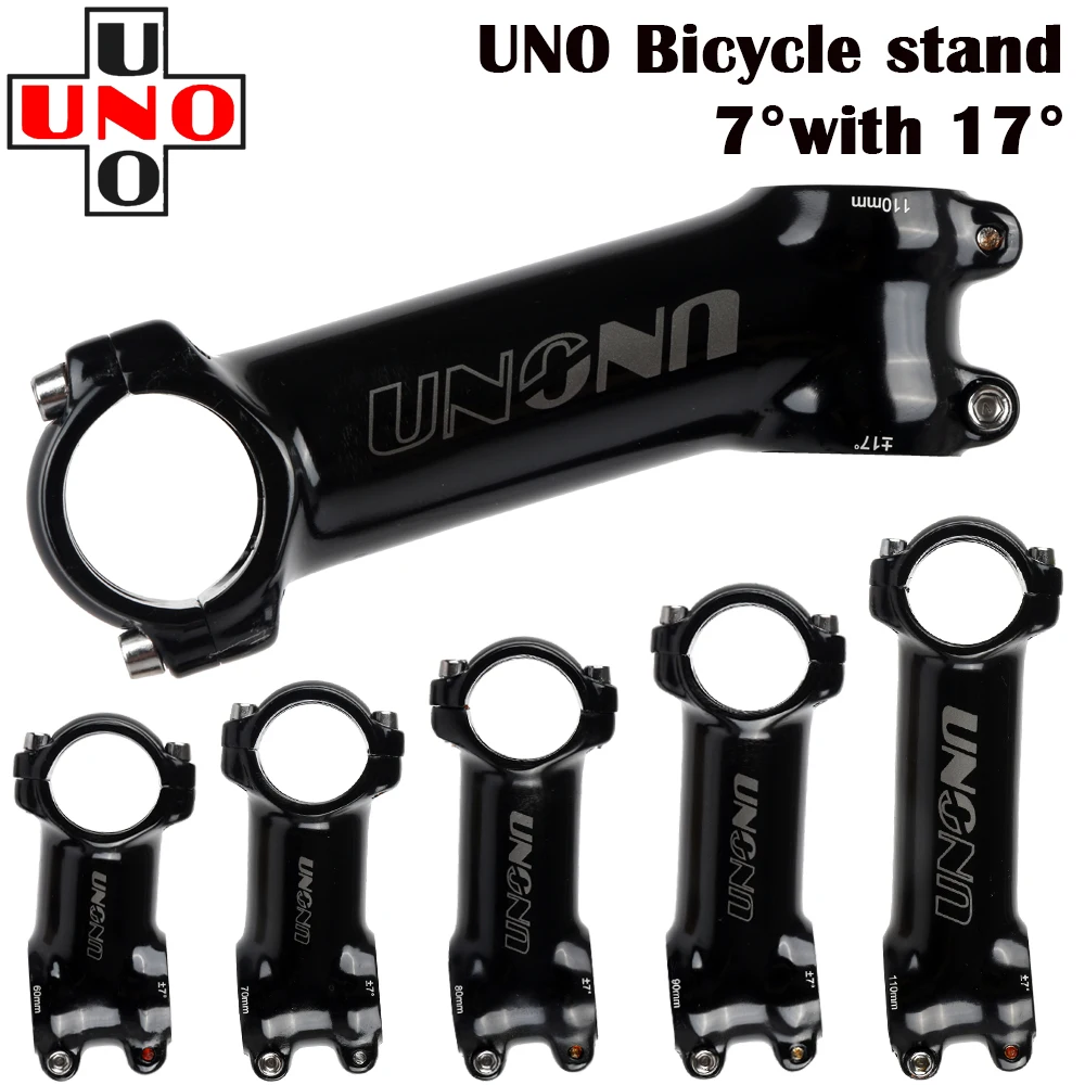 UNO 블랙 스템 자전거 초경량 7 17 35도 MTB 도로 스템 포크 28.6 31.8mm 60/70/80/90/100/110/120/130mm 자전거 킹 Kalloy