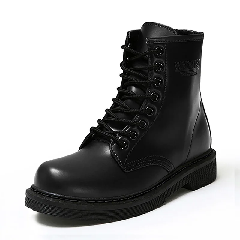 Женские ботинки из искусственной кожи зимние теплые мотоциклетные ботильоны с