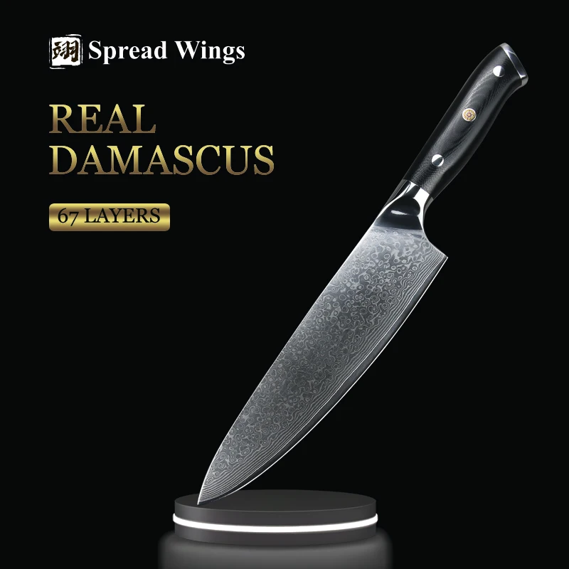 

8 Inch Chef Knife Japanese Damascus Steel Kitchen Knives Handmade Cleaver G10 Handle Santoku Utility Paring Boning Cooking Tool