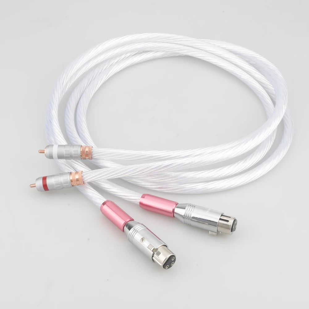 Посеребренный аналоговый RCA аудио кабель для соединения штекер к XLR гнездовой