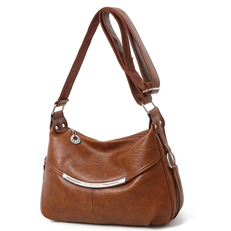 

Elegant Crossbody Bags Large-capacity Soft Leather Crossbody Package Fashion Wild Atmospheric Shoulder Messenger Bag