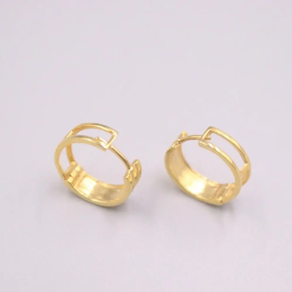 

New Pure 18K Yellow Gold Earrings 12x4mm Shinny Hoop Eaaings