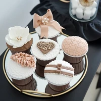 simulation fondant cake brown aritificial props milk tea color bakery shop soft decoration sweet table ornamets