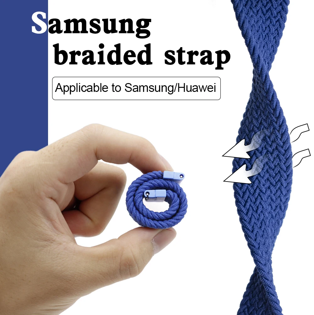 

Braided Solo Loop Band For Samsung Galaxy 3 Active 2 Huawei Watch Classic Quick Release Band Sports Watch Band 22mm 20mm