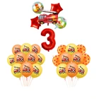 10 шт. автомобили для малышей с изображением пожарной машины воздушный шар с мультяшными грузовиками тема латексных воздушных шаров для детей Baby Shower для мальчиков и девочек детская одежда для дня рождения украшения