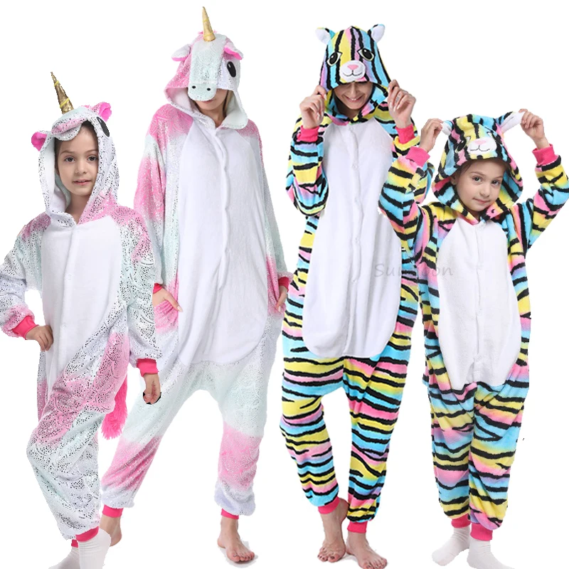 Пижама женская фланелевая в виде единорога домашняя одежда кигуруми кошка панда