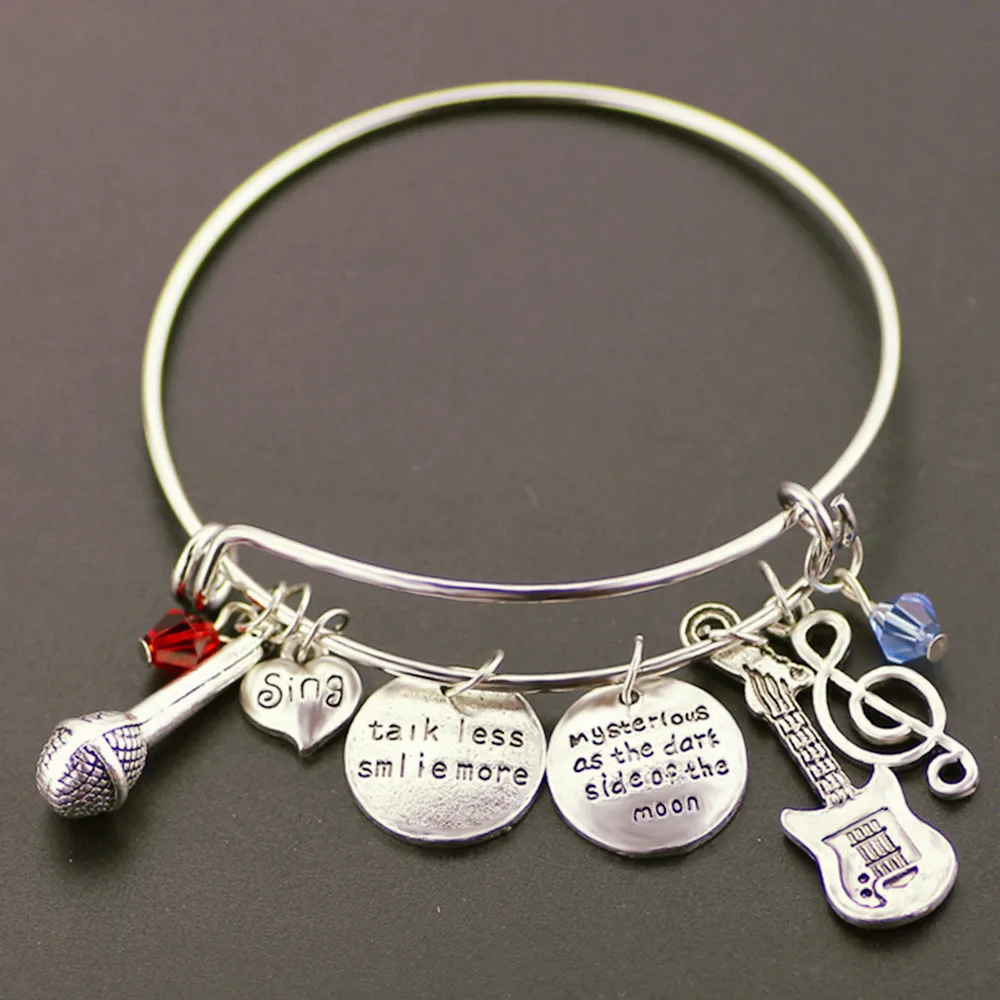 Talk less smile более серебряный цветной браслет для женщин музыкальная нотка гитарный
