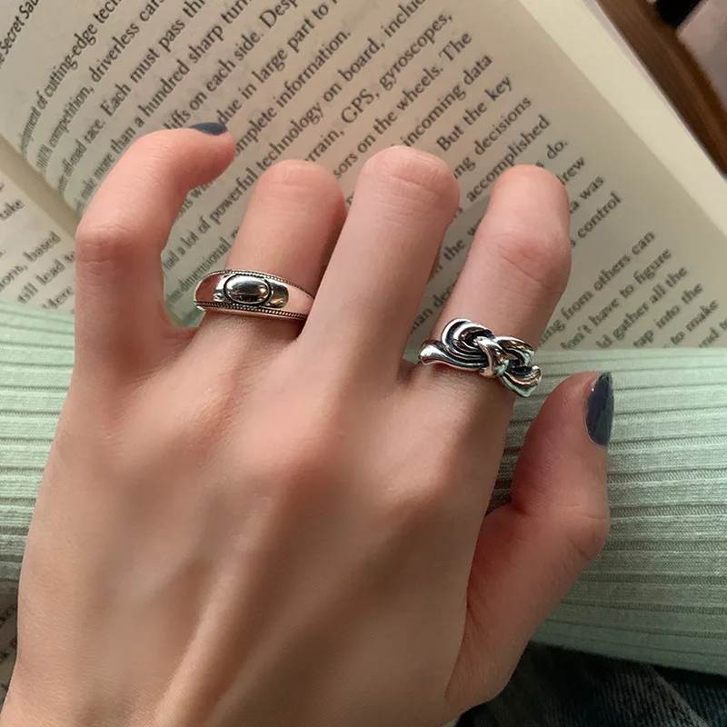 

MEETSOFT, минималистичное Открытое кольцо из стерлингового серебра 925 пробы в стиле ретро с бантом-бабочкой, простой круг, эллипс, для женщин, юв...