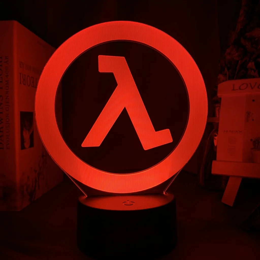 Half Life Logo Night Lamp for Game Room Decoration Cool Event Prize of Game Store Color Changing Led Night Light Gift for Him