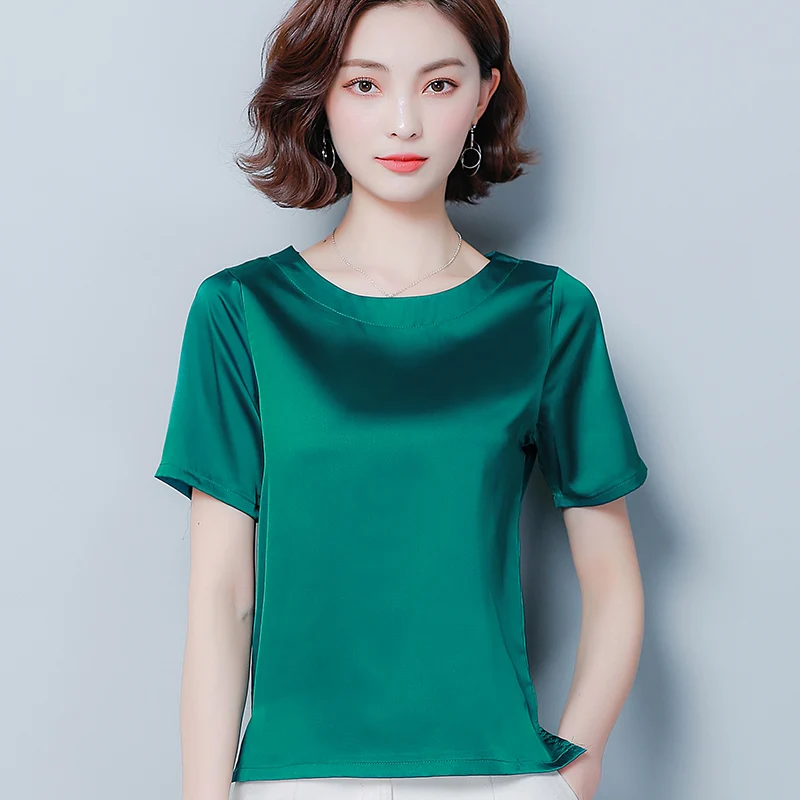 Women's Summer Blouses Short Sleeve Chiffon Blouse Green Shirts Plus Size Tops Womens and Clothing 3743 50 | Женская одежда