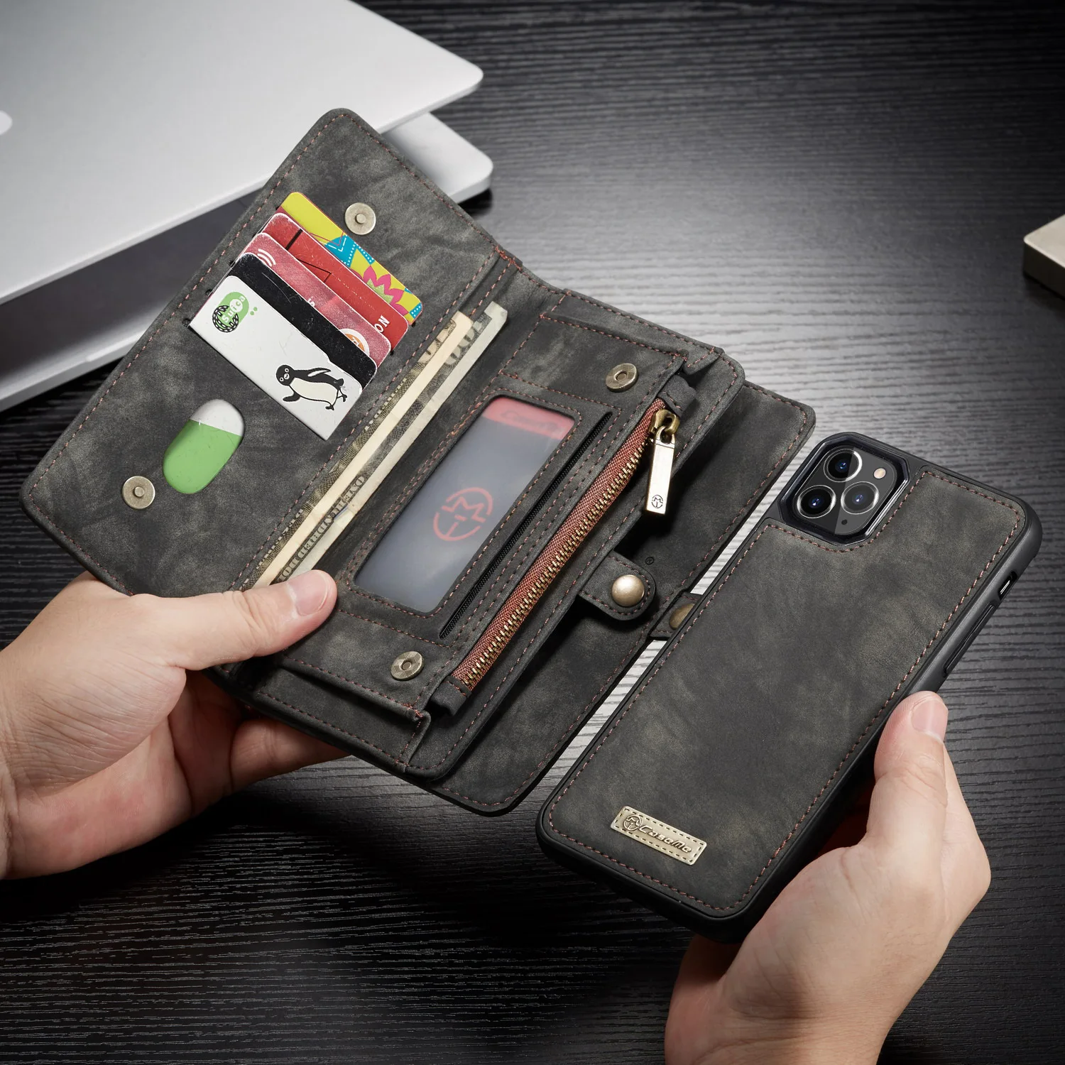 

Leather Wallet Card Slot Back Phone Case For iPhone13 12 11 Pro Max SE 12 Mini 11 X S XR 7 8 Zipper Multifunction Back Cover