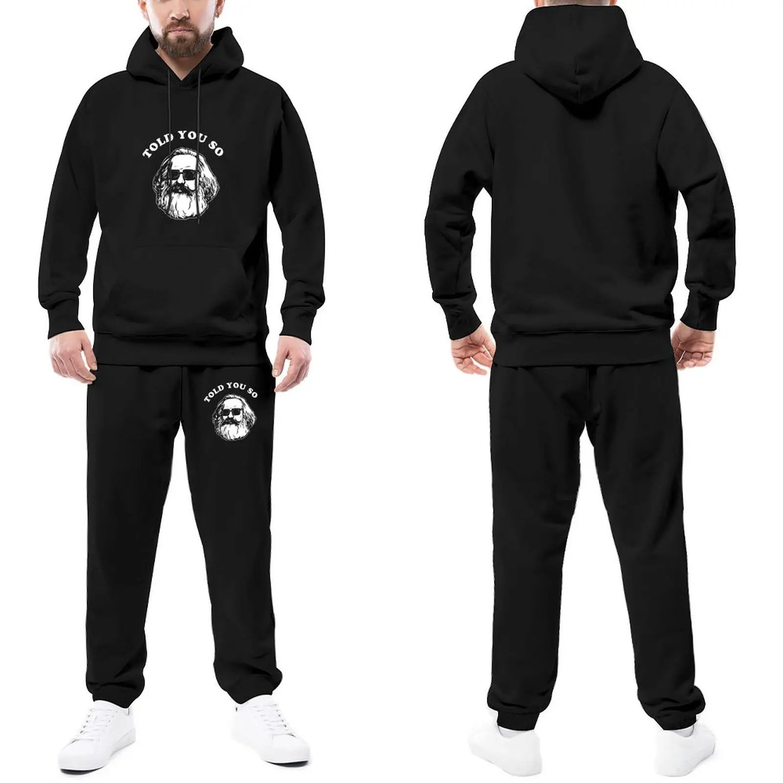

Karl Marx Mens Tracksuit Set Karl Marx Told You So Man Sweatsuits Fashion Sweatpants and Hoodie Set Halloween