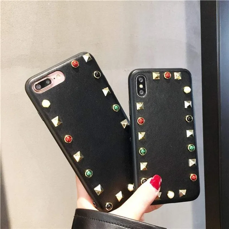 Роскошный чехол из ТПУ с заклепками в стиле рок н ролл ПУ для iPhone 6 S plus 7 7plus 8 8plus X