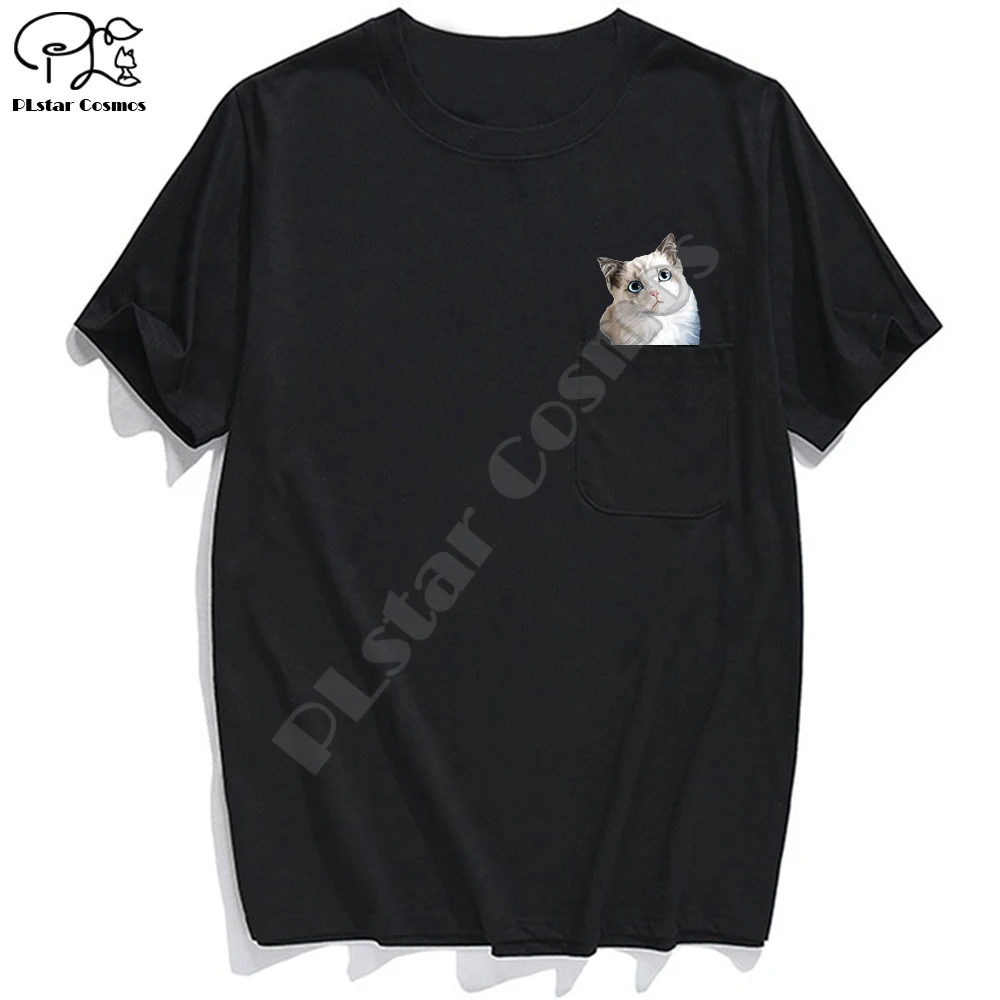 

PLstar Cosmos Cotton T Shirt Fashion Pocket Husky Dog Cat Ainmal Cartoon 3DPrint t-shirt Hip Hop funny Harajuku streetwear-a4