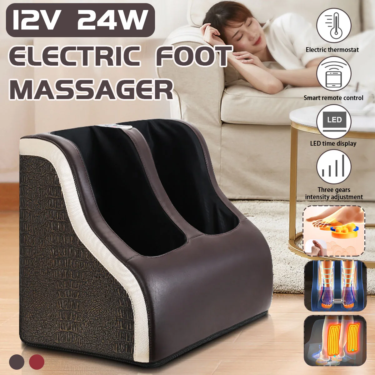 Electric Heating Foot Massager Leg Massager Device Reflexology Shiatsu Feet Massage Machine Pain Relief Massager Physiotherapy