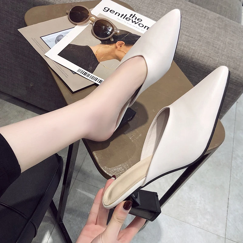 2021 Весенняя мода Женские туфли без пяток на высоких каблуках шлёпанцы для женщин