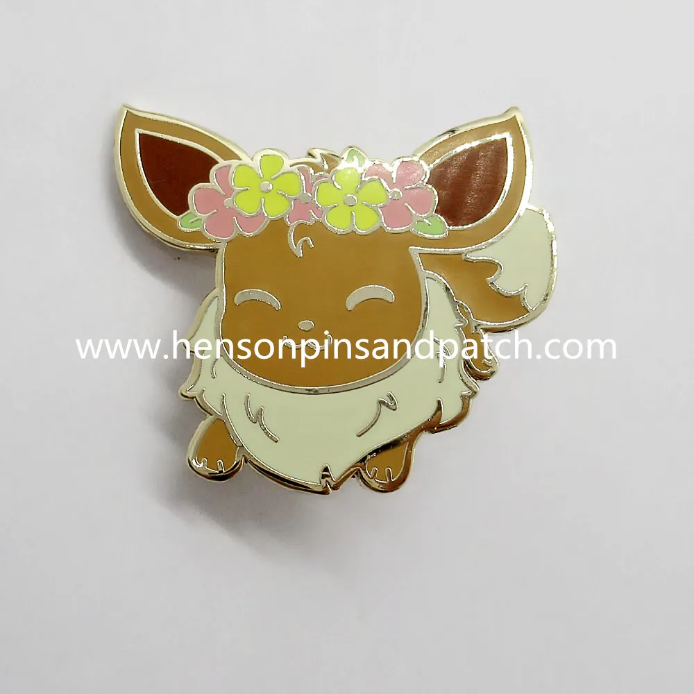 

China Supplier gold metal High polish zinc alloy hard enamel animal pikachu pin badge