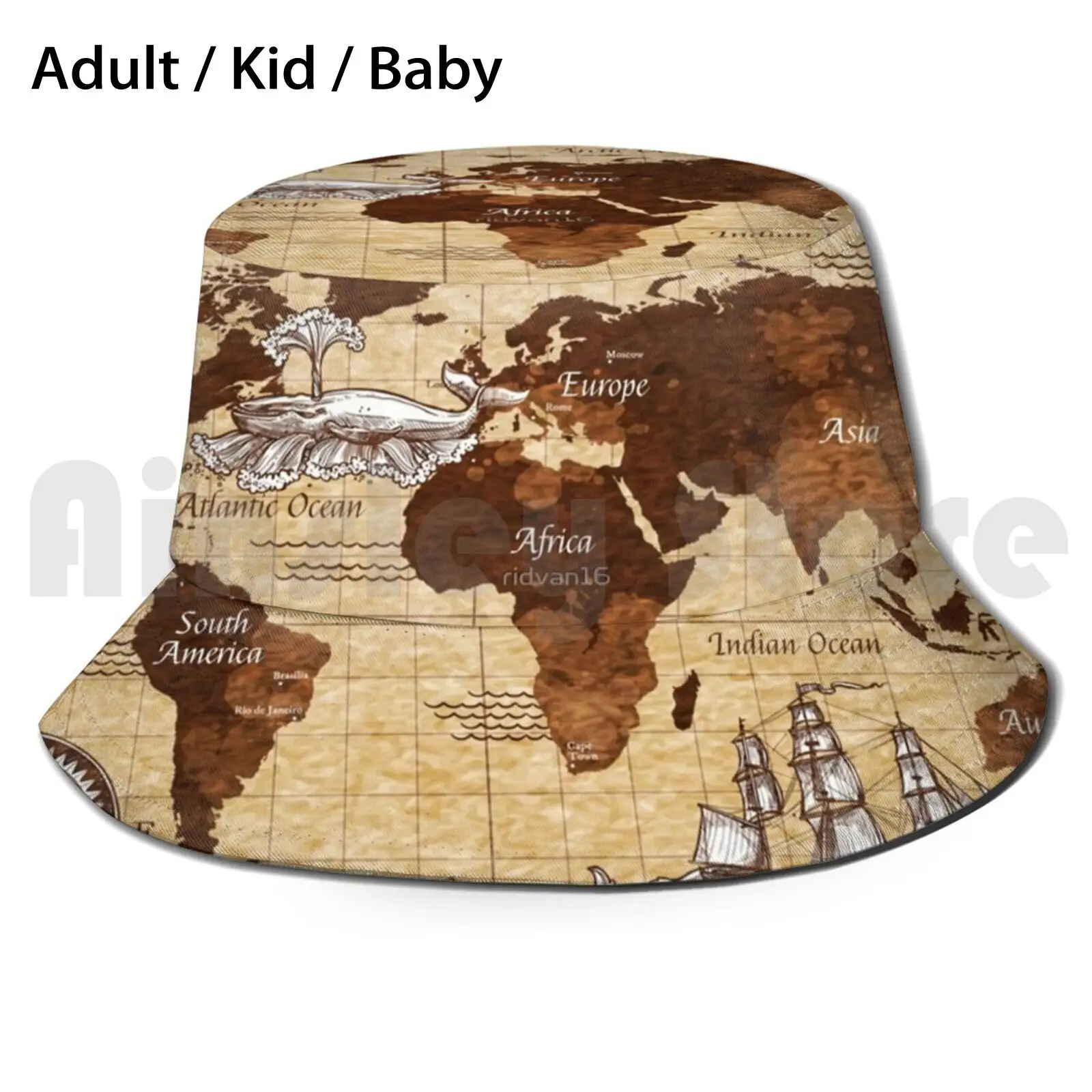 Панама с картой пирата и залива для взрослых детей Пляжная от солнца мира старой