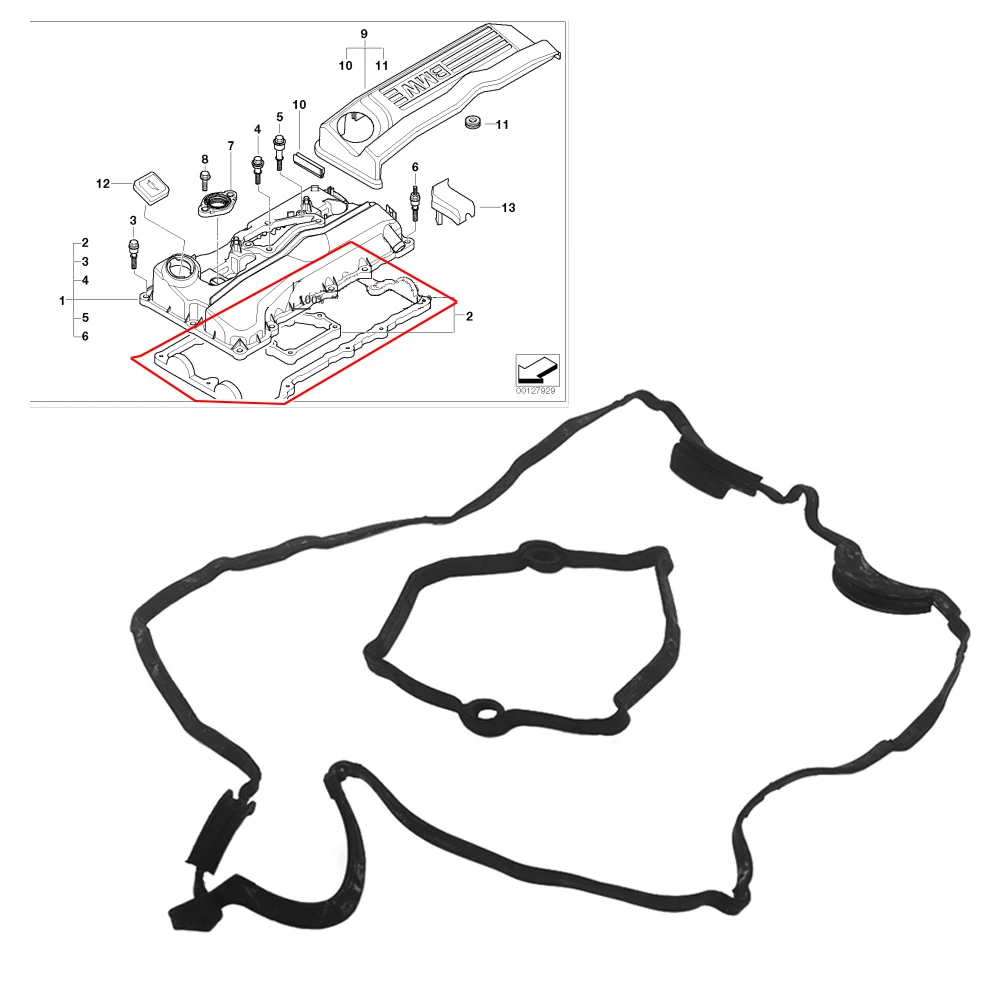 

Новинка 11120035738 прокладка крышки клапана Прокладка головки цилиндра 11128655413 для BMW E90 E83 E91 E92 E93 E81 E87 E82 E83 E84 N46