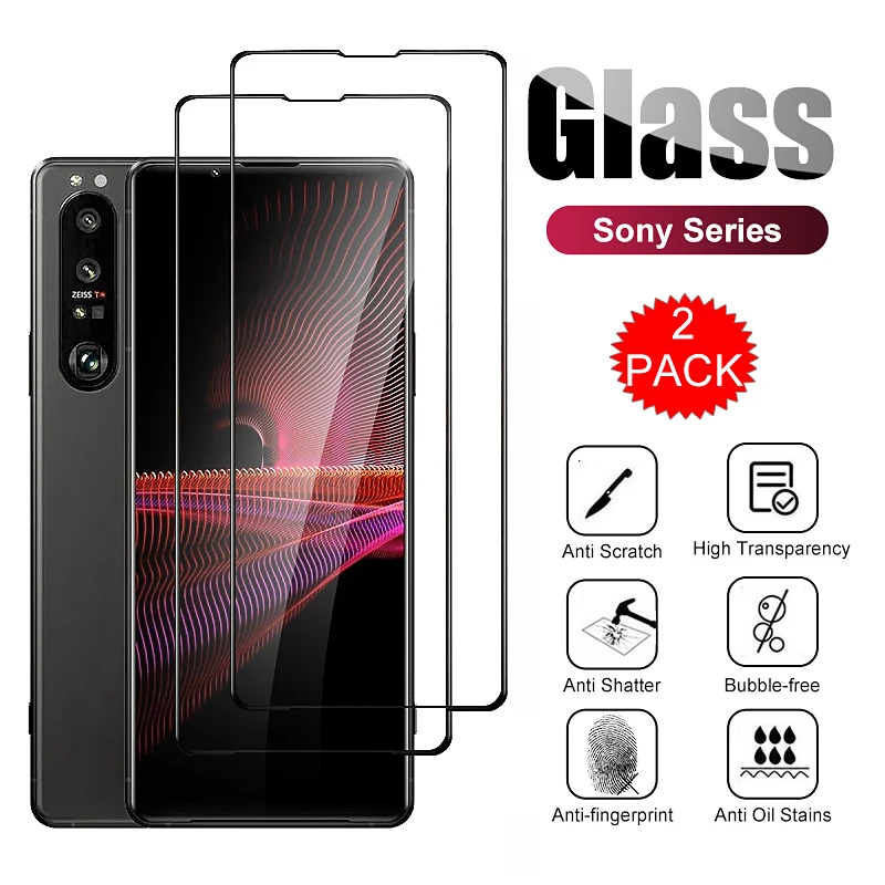 Vidrio protector para Xperia 10 II, pel&iacute;cula de vidrio templado para cubierta de tel&eacute;fono, para 1 II, 5 II, para Xperia 10 III, 1 III, 5 III, 2 uds.-0
