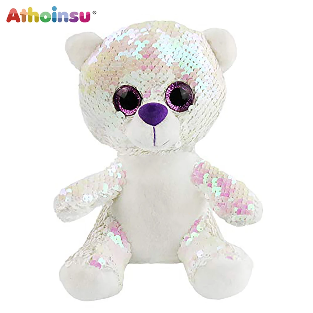 

Athoinsu Flip Sequin Teddy Bear Stuffed Animal Sparkle Plush Toys with Reversible Glitter Christmas Birthday Gifts for Kids