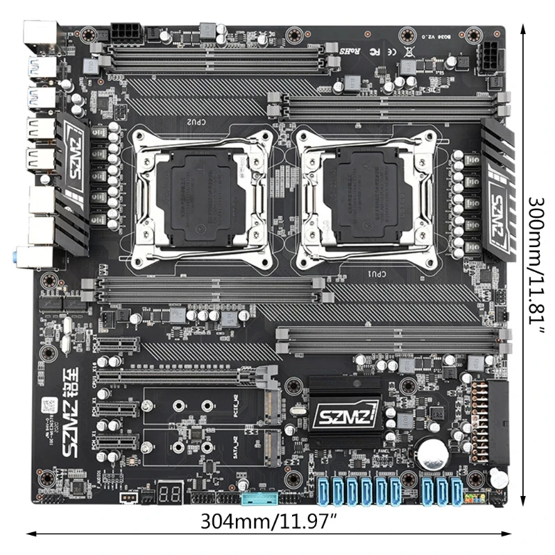 Billig X99 Z8 Dual Desktop Motherboard PCI-E 16X DDR4 * 8 2400MHz Memory Slot NVME M.2 Interface SATA 3,0*9 NVME M.2 ALC662 5,1