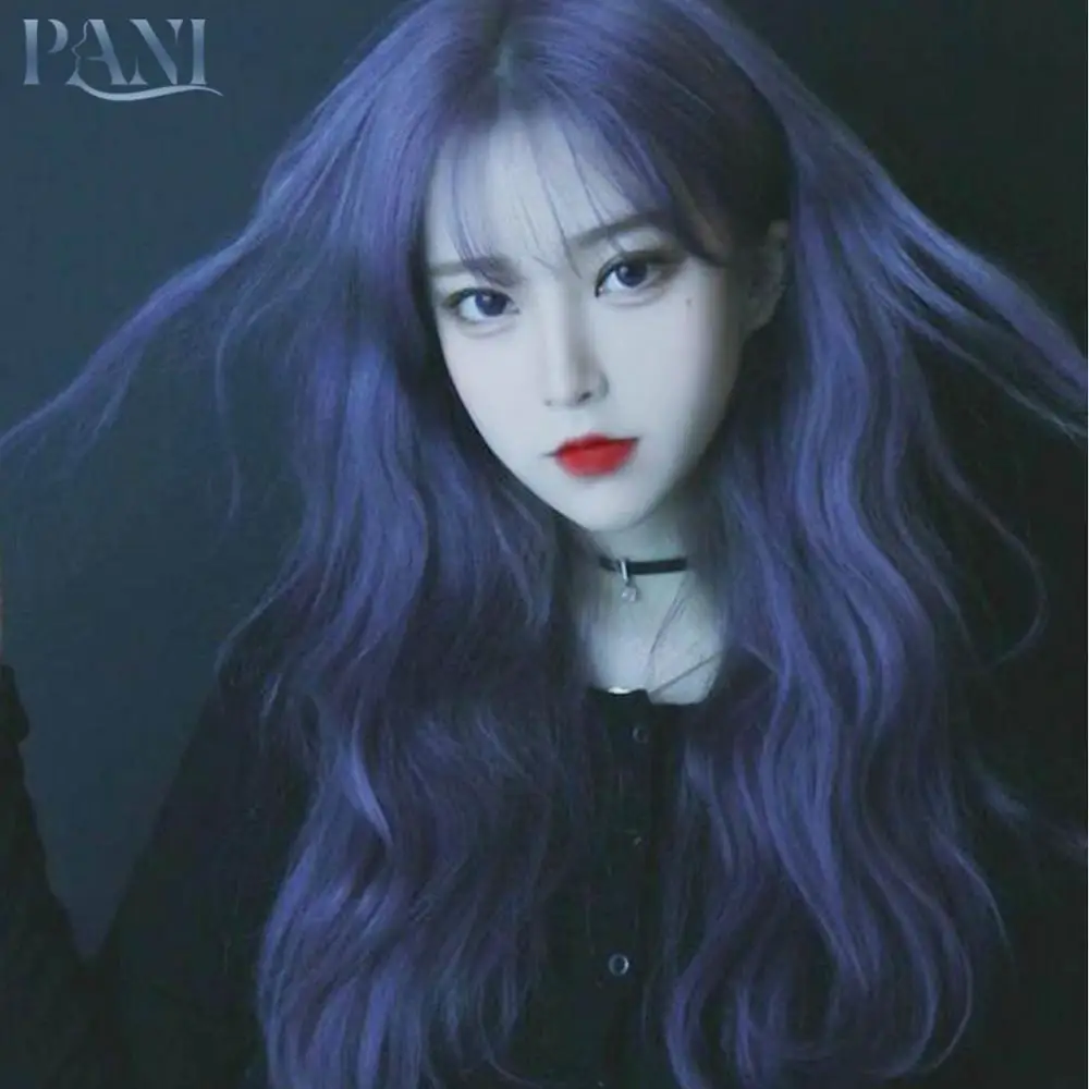 

PANI Fantezi Blue Wigs Long Wig Synthetic Wigs With Neat Bangs Women's Wig Wavy Hair Extension Wig Bangs Cosplay Wigs Lolita Wig