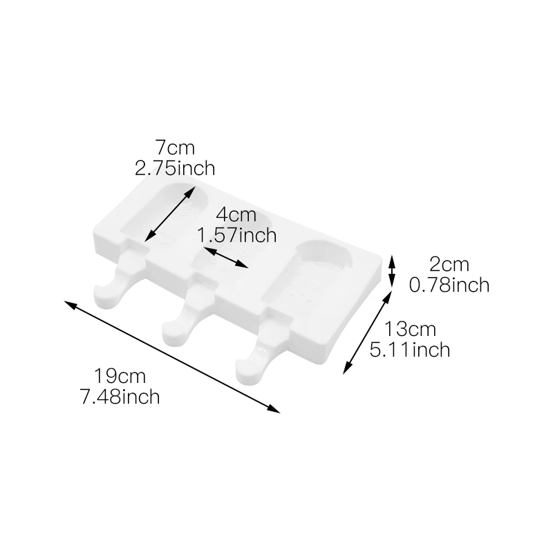 Силиконовая форма для мороженого с 3 полостями приготовления кубиков льда