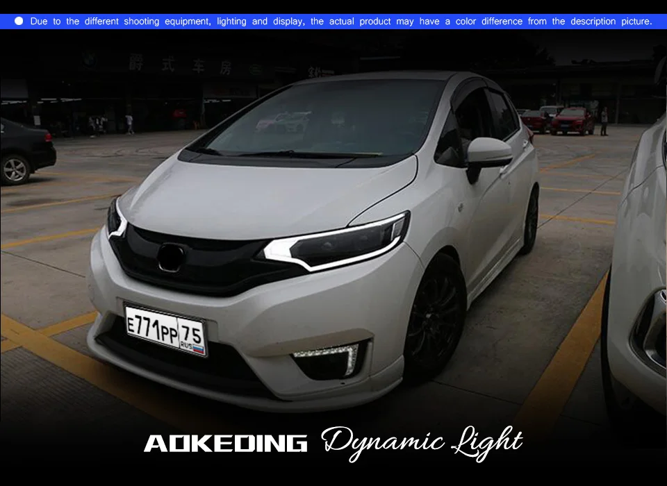 Автомобильный Стайлинг для Honda Fit gk5 gk 5 фары DRL Объектив Двойной Луч 4 светодиодный красный светодиодный угол глаза Стиль