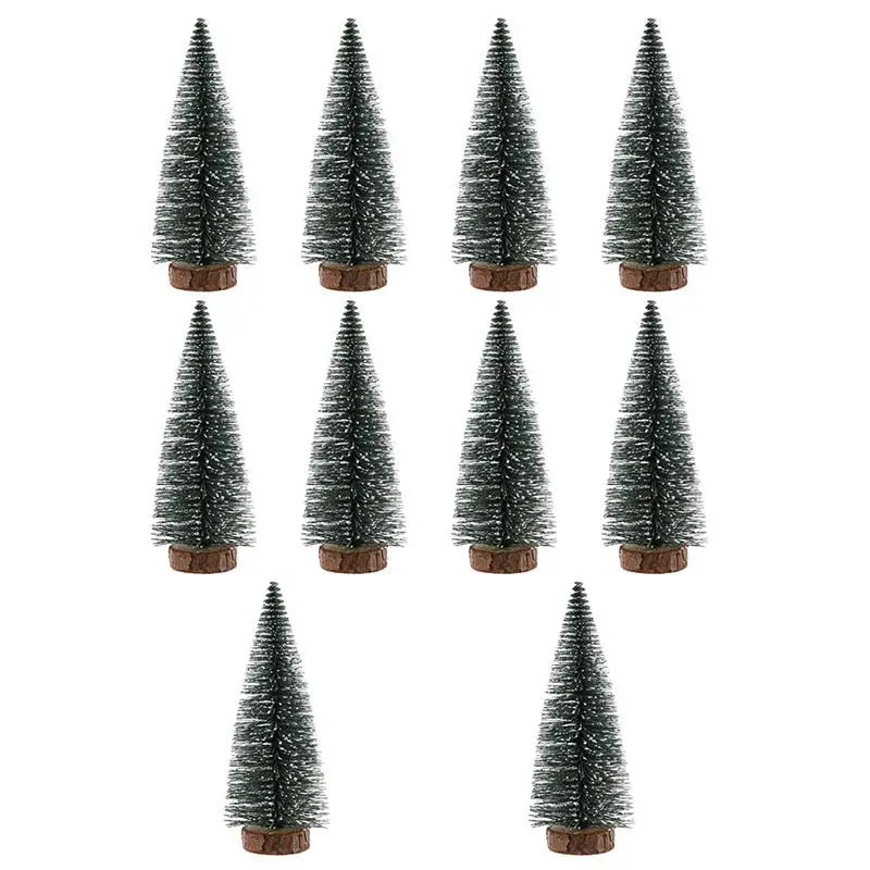 

10Pcs Christmas mini Christmas tree flocking Base Mini Christmas Tree Desktop Fake Tree Decor Display Tree Adorn