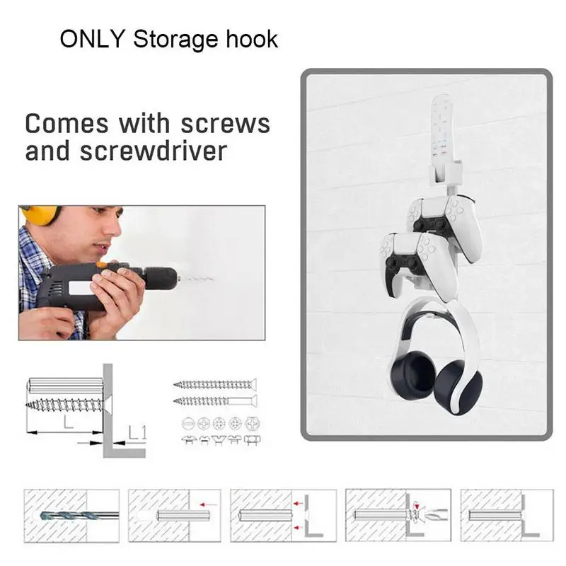 

Controller & Headphone Wall Mount Holder Bracket Hanger Remote Control Storage Stand for ONE Series X PS5 PS4 NS Switch