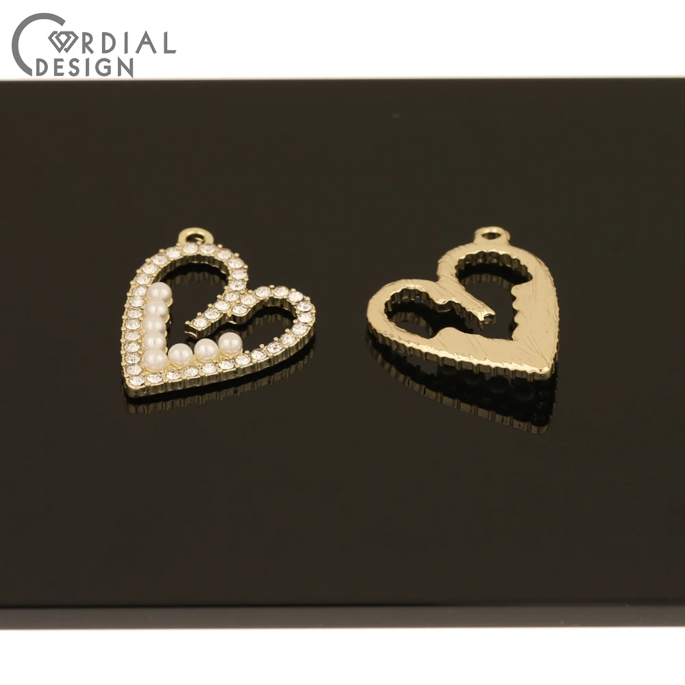 

Cordial Design 50Pcs 20*26MM Jewelry Accessories/DIY Making/Charms/Hand Made/Imitation Pearl/Heart Shapes/Rhinestone Pendants