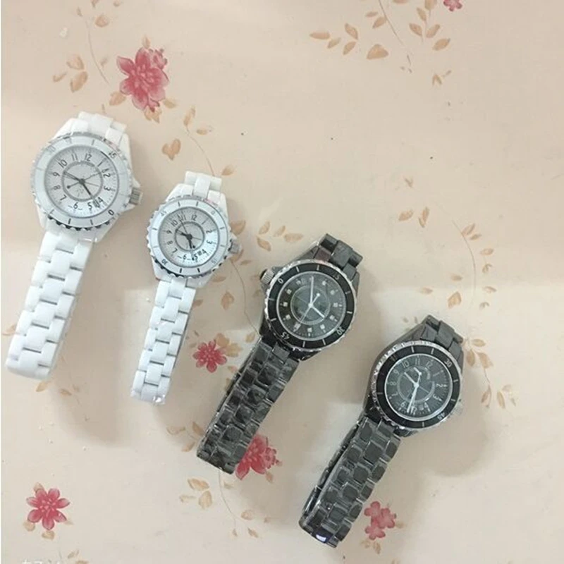 

Luxury Brand New Lady Girl White Black Genuine Ceramic Watches Ceramica Quartz Men Women 33mm 38mm Fashion Business Wristwatch