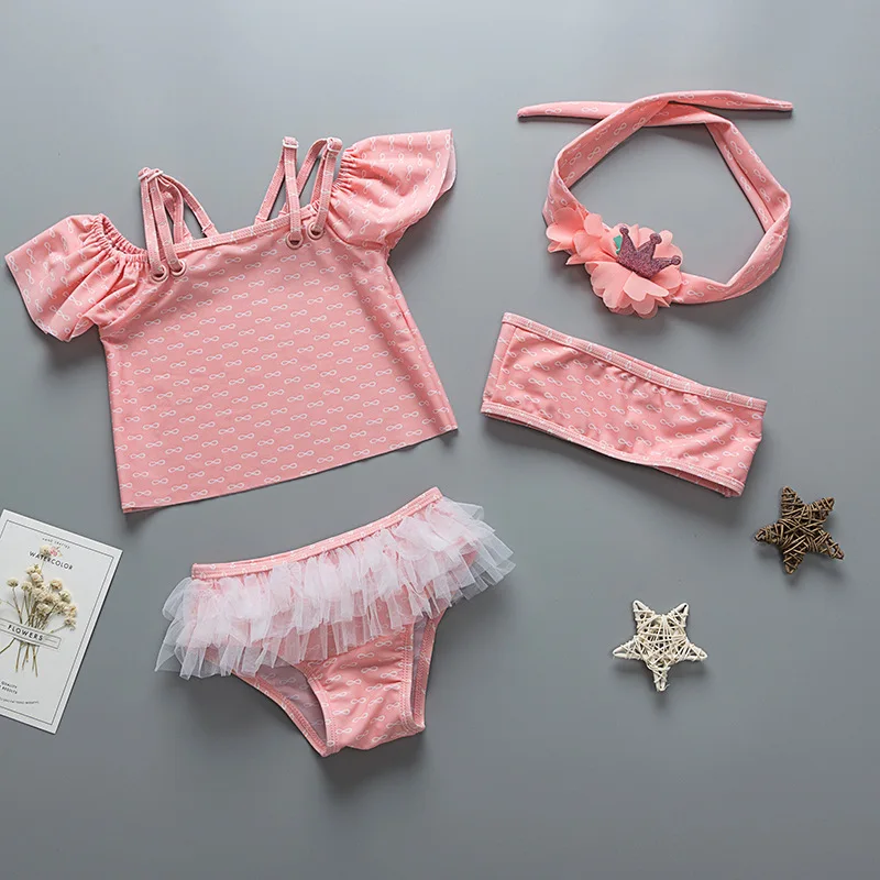Baby Girl Swimwear UV Protection Girls' Swimsuit Newborn Infant Babies Bathing Clothes 3 Pieces Bikini Set Beach Pool Costumes | Детская
