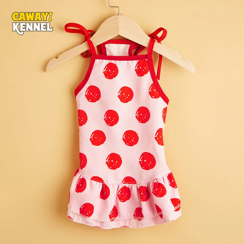 

Cawayi Kennel Summer Print Cute Pet Dresses for Small Dogs Cats Suspender Cats Skirt Comfortable Fashion Pet Supplies Clothes