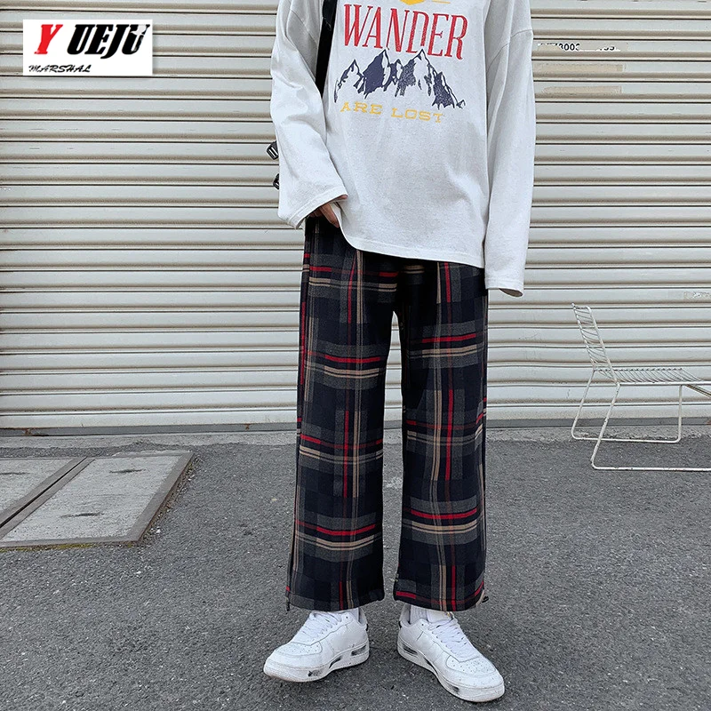 

Men's Plaid Casual Harem Pants Korean Man 2021 Loose Ankle-Length Trousers Harajuku Streetwear New Male Clothing
