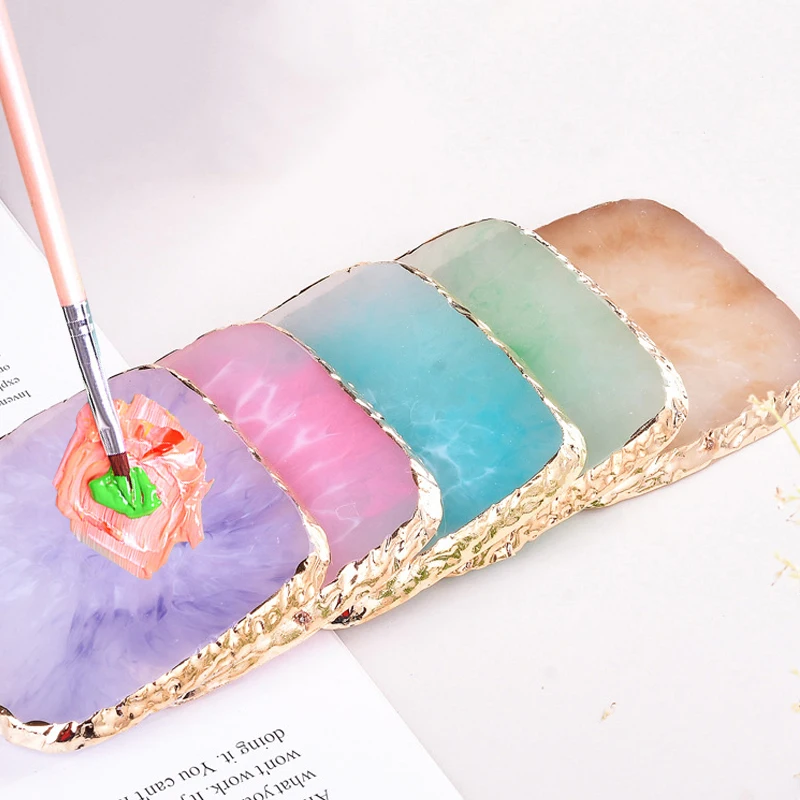 

1PC False Nail Tips Palette Drawing Resin Agate Stone Nail Mixing Color Palette Practice Holder for Nail Display Showing Tools