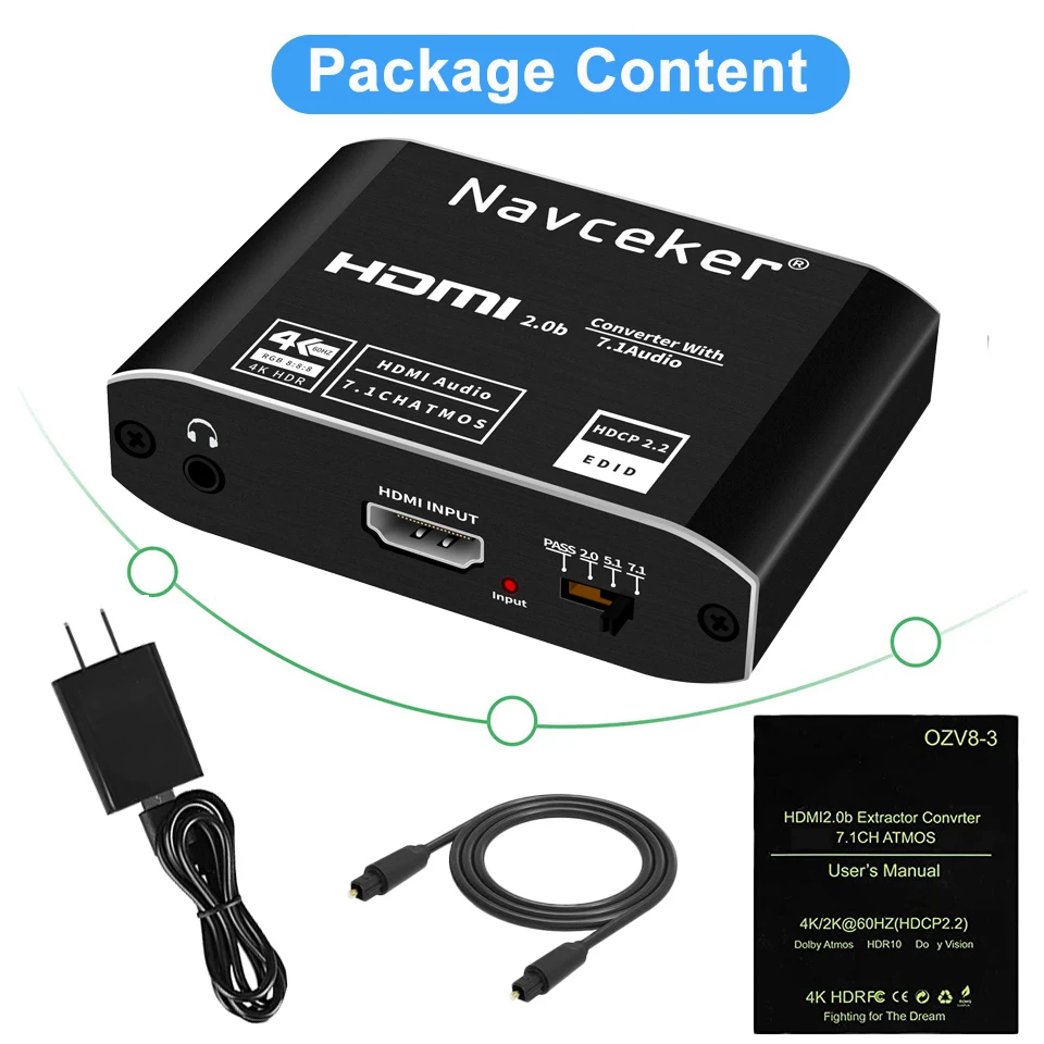 4K HDMI к RCA аудио экстрактор SPDIF конвертер адаптер AV RSA поддержка @ 60 Гц RGB 8:8:8 HDCP 2 3 5 мм