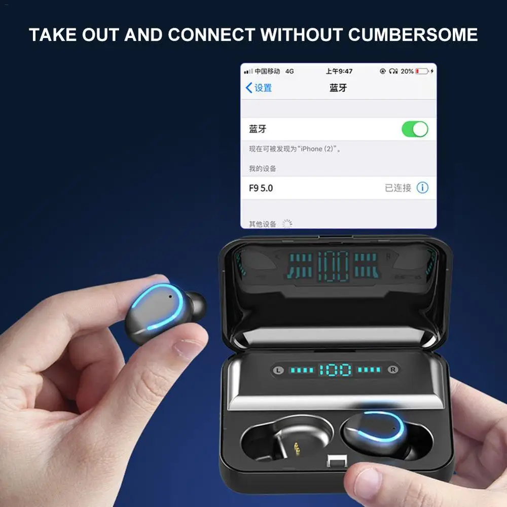 YPAY F9 5 наушники Bluetooth беспроводные спортивные TWS игровые шумы отмена истинные