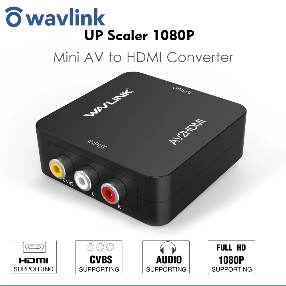 Wavlink RCA к HDMI конвертер 1080p 3RCA CVBS AV композитный видео аудио адаптер для ПК ноутбука