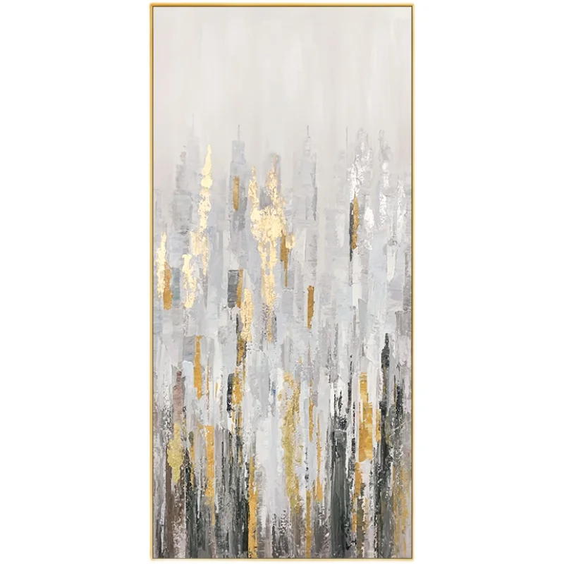 

Large Size Hand Painted Oil Painting On Canvas City Scenery Gold Modern Home Decor Abstract Wall Art Picture For Living Room