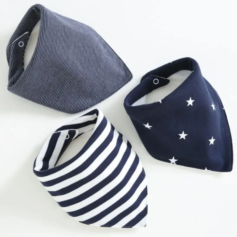 Babero de algod&oacute;n para beb&eacute;, bufanda triangular impermeable de tres capas para reci&eacute;n nacido, toalla de Saliva para alimentaci&oacute;n, pa&ntilde;uelo de tela para eructar, 3 piezas-2