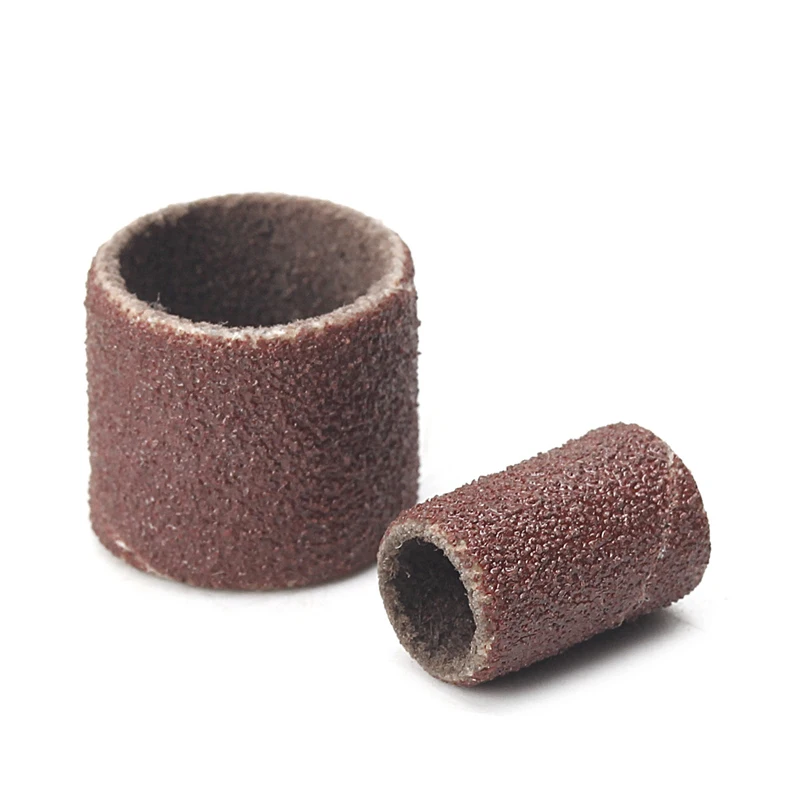 

100 Pcs 1/2\" and 1/4\" Sanding Band Sleeves Drum Kit Sandpaper Rubber 2 Mandrels