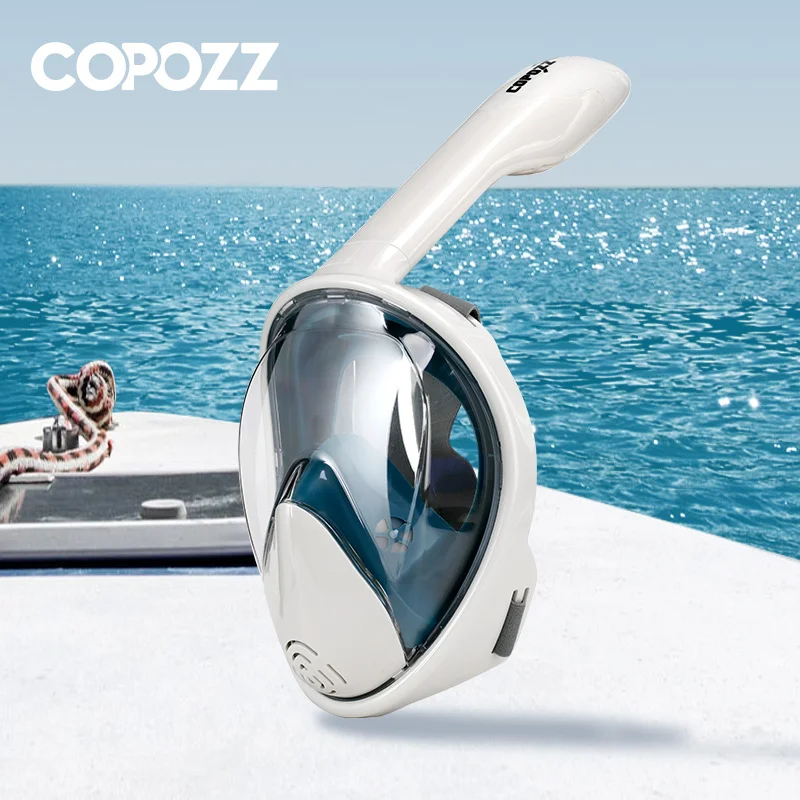 COPOZZ Full Face Scuba Diving Mask Anti Fog Goggles With Camera Mount Underwater Wide View Snorkel Swimming Mask For Adult Youth