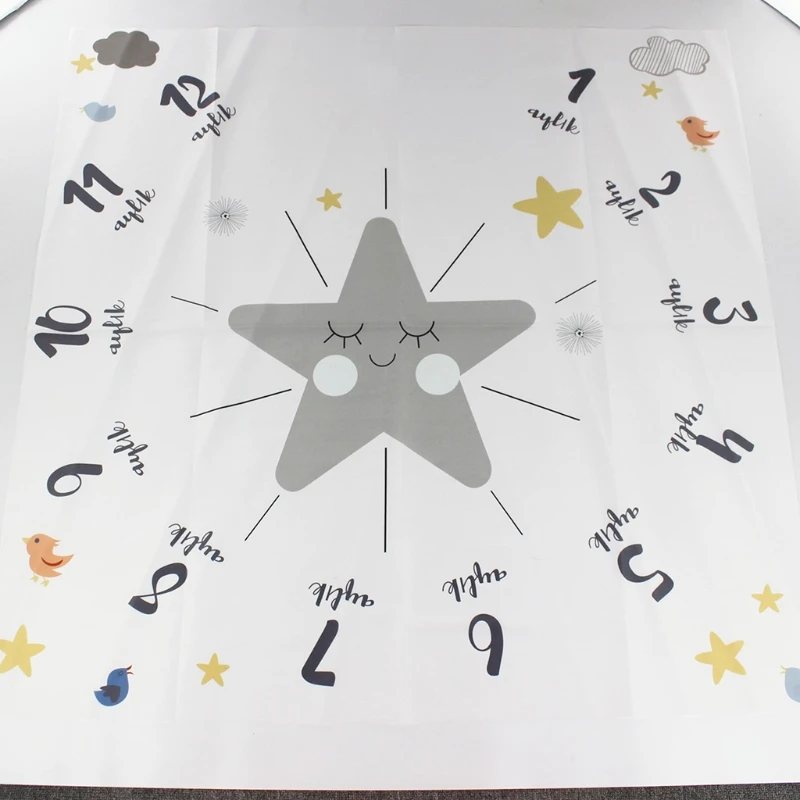 

Baby Monthly Record Growth Milestone Blanket Newborn Soft Swaddle Wrap Photography Props Creative Background Cloth Infant J60B